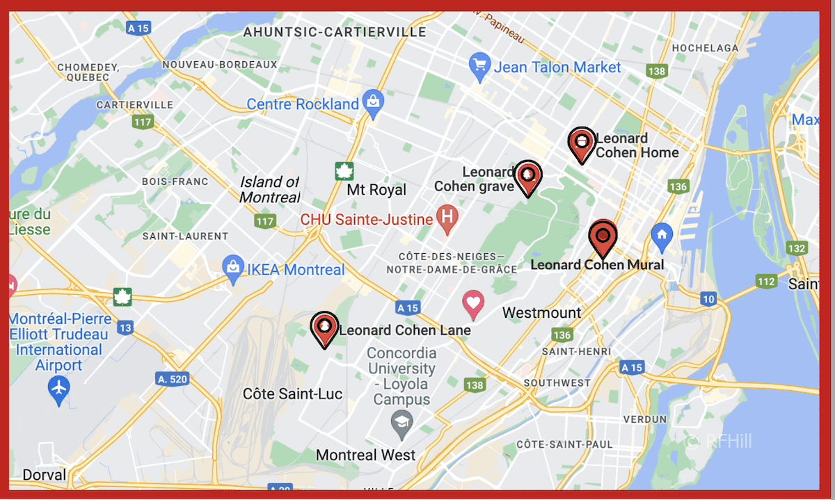 Leonard Cohen Montreal Map
